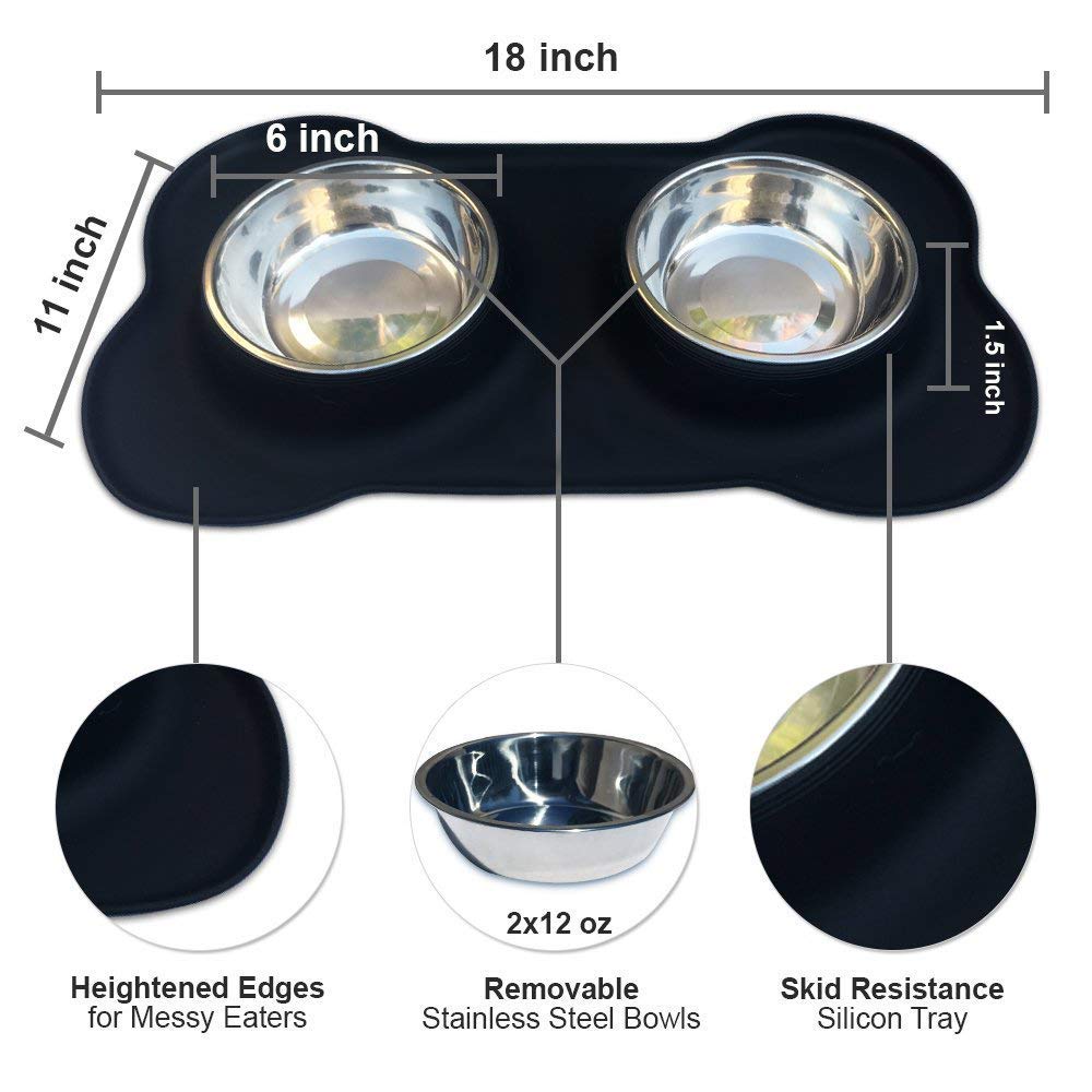 Stainless Steel Dog Bowl with Mat